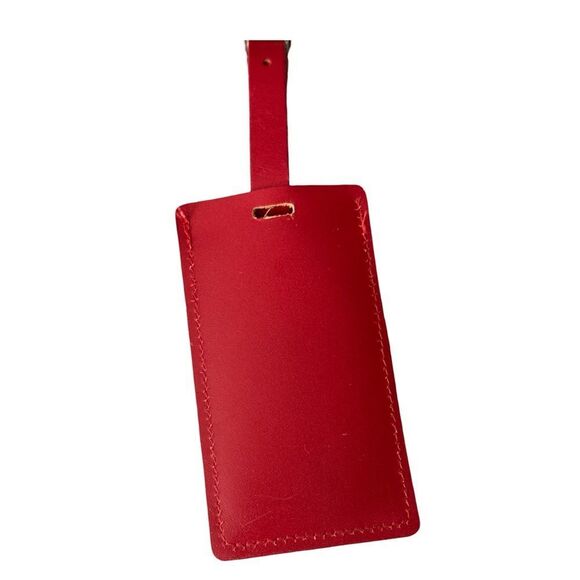 Banana Republic Red and Tan Leather Luggage Tag - Picture 2 of 4